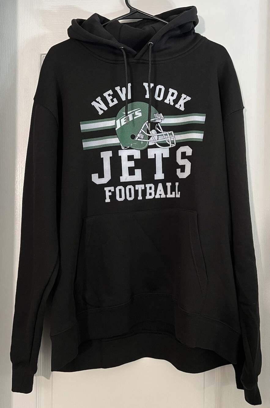 New York Jets Hoodie Mens XL Black NFL Football Pullover Sweatshirt NWT
